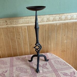 Black Wrought Iron Candle Holder - 12”
